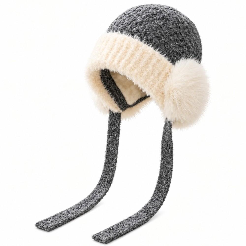 Solid Color Plush Earflap Cap Premium Plush Fluffy Warm Hat Winter Knit Hat Chilly Days