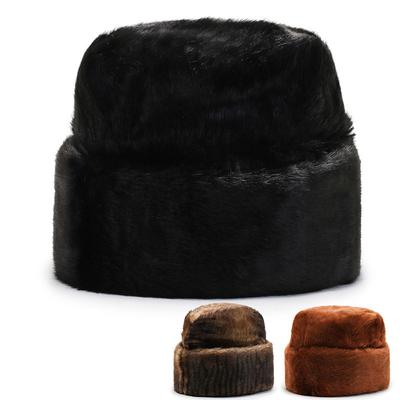 Зимняя мужская шапка из искусственного меха норки, утолщенная, ветрозащитная и теплая, шляпа для среднего и пожилого возраста, плоская шляпа, шляпа старика, шляпа лендлорда, президентская шляпа