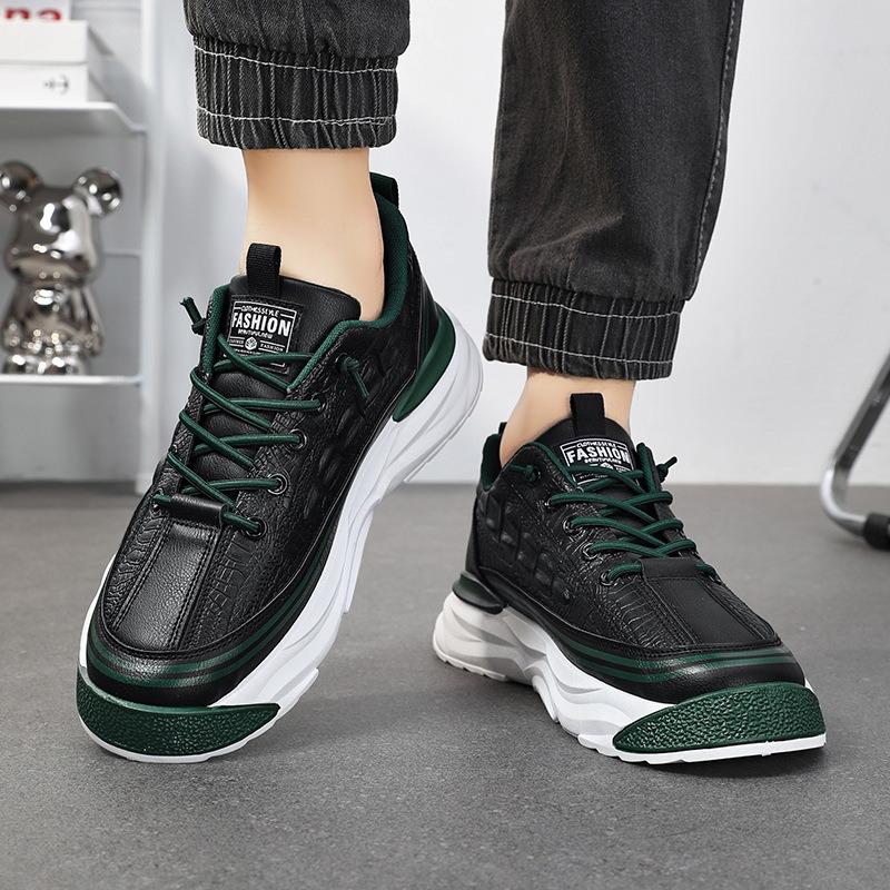 Men's Shoes New Spring Versatile Leather Surface Sports Leisure Youth 2 One-pedal Dad Shoes Trendy Shoes