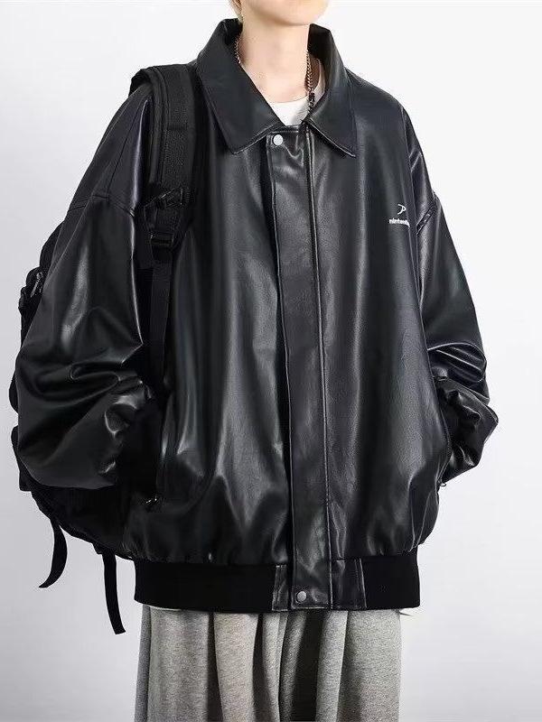 Модная мужская кожаная мотоциклетная куртка в гонконгском стиле для осени и зимы