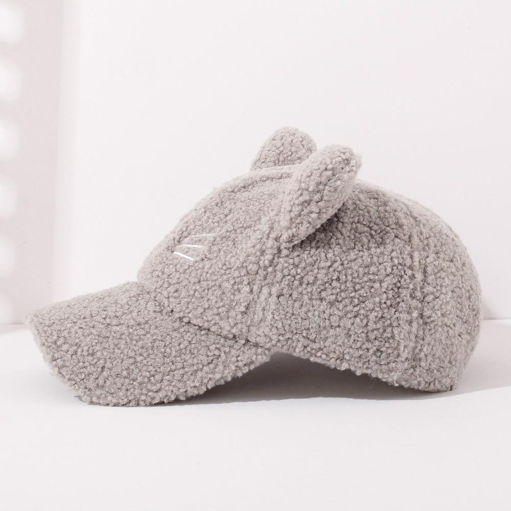 Adjustable Cat Ear Baseball Cap Embroidery Baseball Cap New Fleece Peaked Hat Women Girls