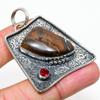Natural Boulder Opal, Garnet Gemstone 925 Sterling Silver Pendant 2.09" W4U34