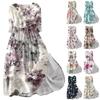 Women's Fashion Floral Printed Lapel Buttoned Seven-Point Sleeve Dress With Tie-Downs