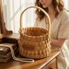 Rustic Style Handwoven Flower Basket with Handle Serving Basket Storage Basket Handmade Organizer Basket Picnic
