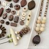 Ретро-набор для изготовления бижутерии из деревянных бусин DIY: Материалы для изготовления колье и серег ручной работы с геометрическими формами