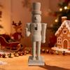 18CM Christmas Wooden Unfinished Nutcracker Figurine DIY Blank Unpainted Soldier Figure Festival Holiday Party Ornament Decoration