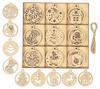 Inkdotpot 18pcs Christmas Ornaments, Unfinished Wooden Laser Cutouts Tree/Bell Shaped Embellishments Hanging Ornament