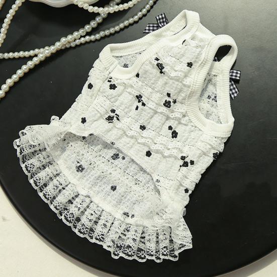 Летнее платье для собак с оборками и отделкой для девочек, платье принцессы для собак с цветочным принтом, одежда для домашних животных для маленьких и средних кошек, собак, котят, щенков