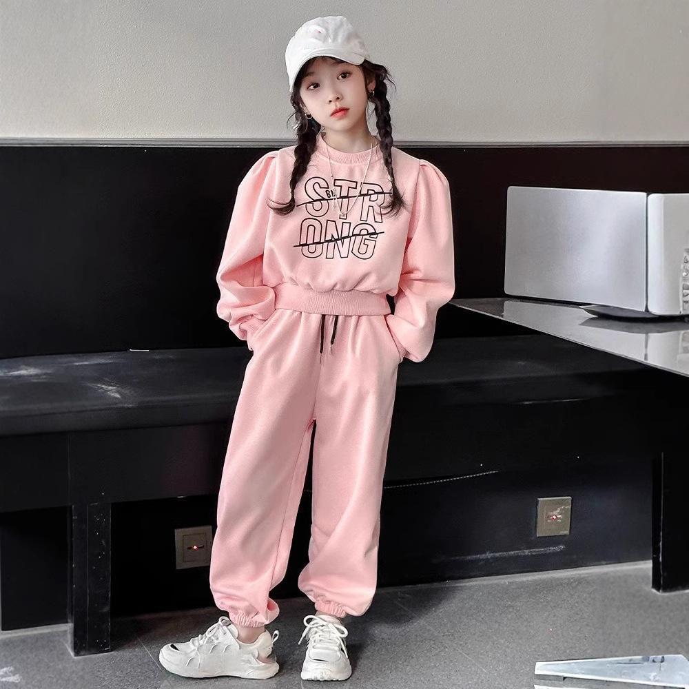 Stylish Children's Sweatshirt Sportsuit Autumn Collection Korean Style Girls Stylish Tracksuit Spring Autumn 2-Piece Set