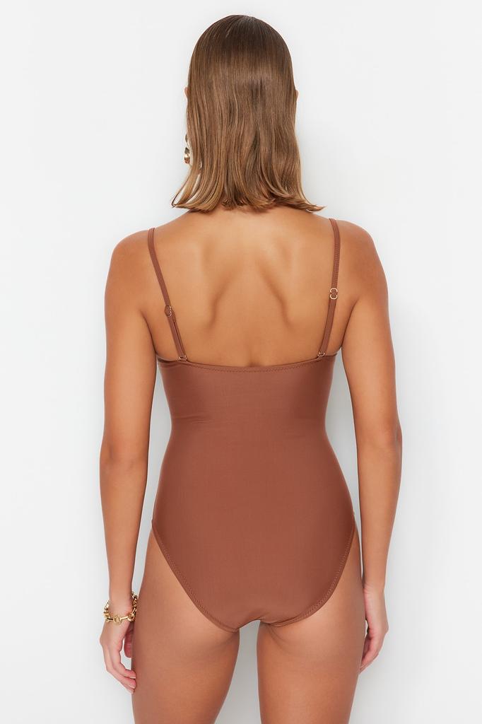 Женский купальник нового сезона, зеленый обычный купальник без бретелек с поясом