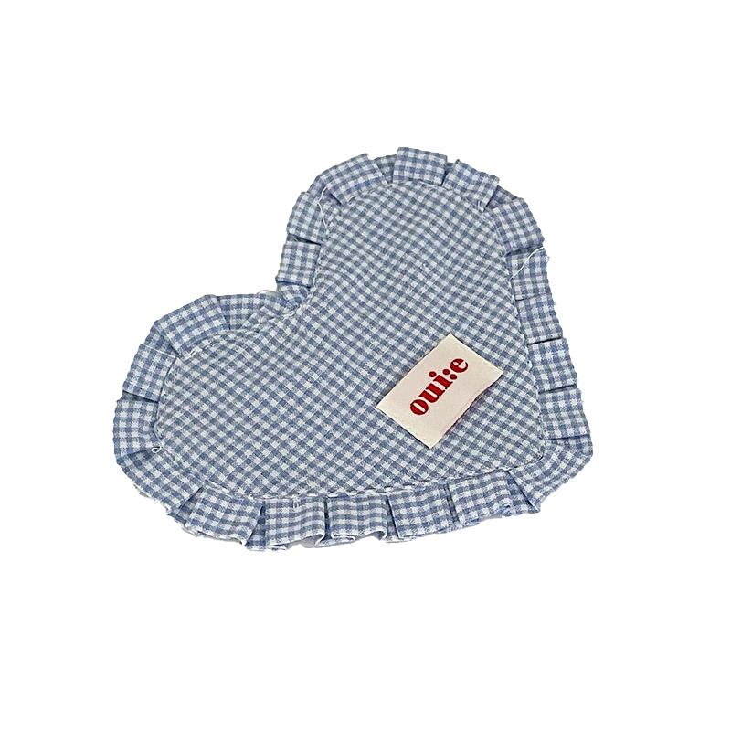 1Pc Checkered Placemat Korean Background Cloth Ins Gourmet Photography Sweet Heart-Shaped Coaster Desktop Decoration