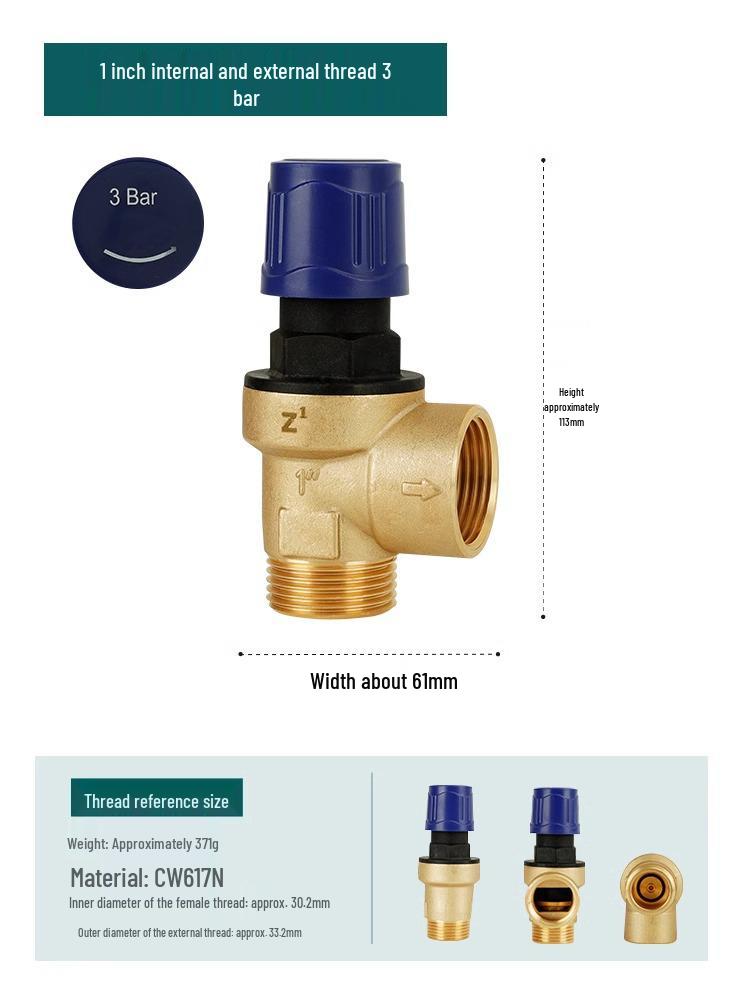 Brass Thread Safety Valve Solar Angle Valve Automatic Pressure Relief Tap