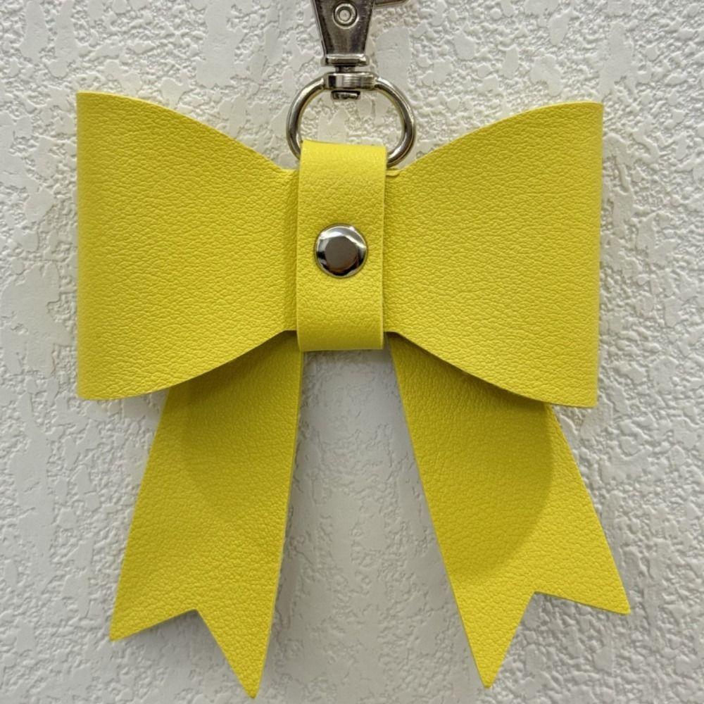 Trendy Pu Key Chain Luxury Bag Pendant Creative Bowknot Leather Keyring  Backpack Decor