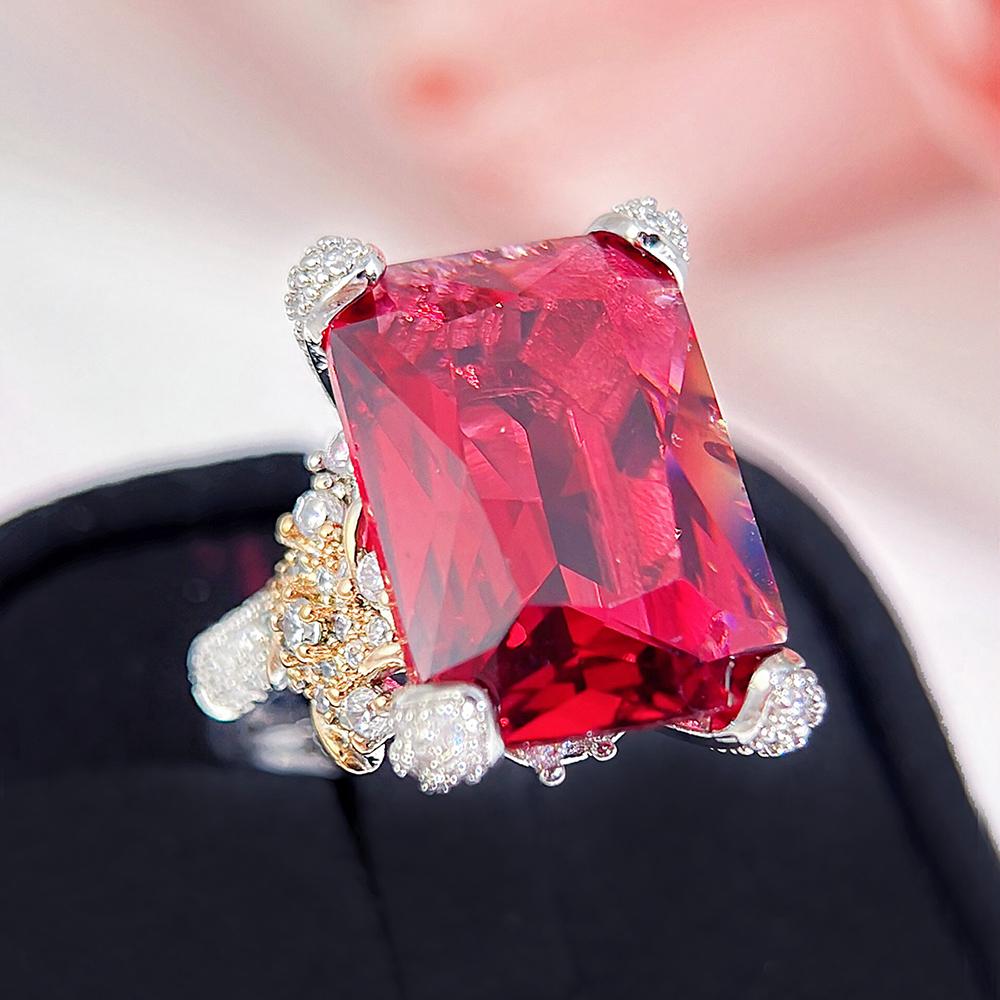 CMM Bohemia Modern Jewelry Frosted Ruby Color Open Ring Party Wedding Jewellery Gift