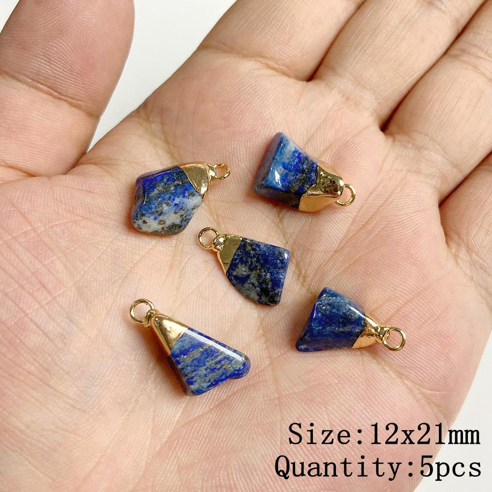 Natural Blue Lapis Lazuli Connector Charms Pendant Stone Warter Drop Teardrop Heart Pendants Charm For Jewelry Making Necklaces