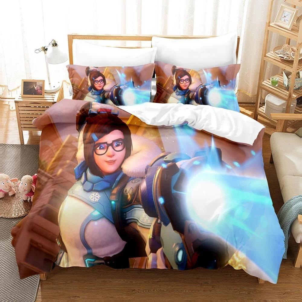 Игровой Overwatch 2 Invasion Коллекция постельного белья Односпальная Полуторная Двуспальная Queen King Размерная Коллекция кроватей Спальня для взрослых Мальчиков Пододеяльник Коллекции Новый Аниме