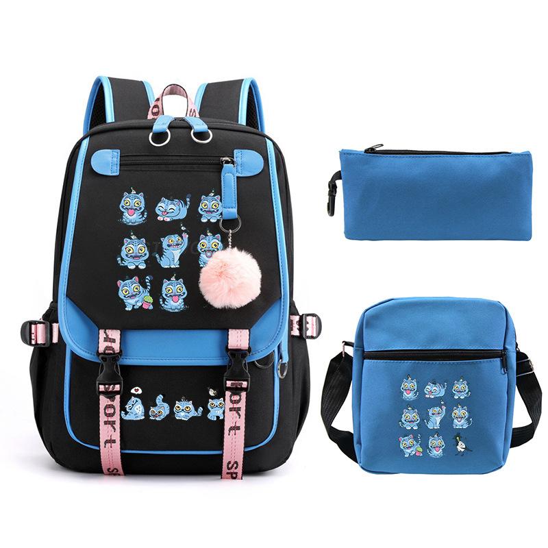 Animation Cartoon With High Value Schoolbag, Primary And Secondary School Students Leisure Backpack, Pencil Bag Set
