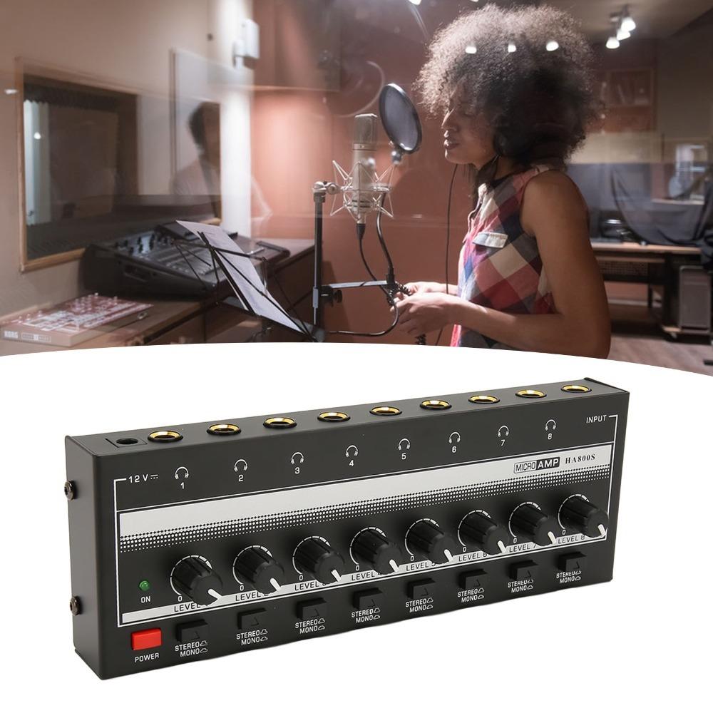 6.35mm HA800S Headphone Amplifier 8-Channel Channel Line Mixer Studio Recording
