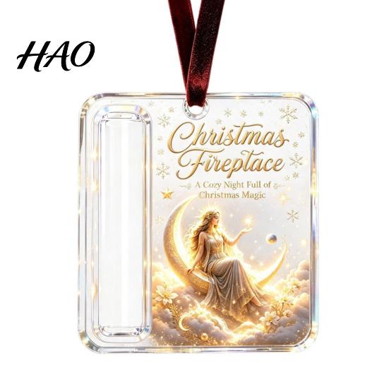 Christmas Decorative Cash Holder Acrylic Money Ornament, Xmas Holiday with Slot, Tree Hanging Gift Decoration Ornament