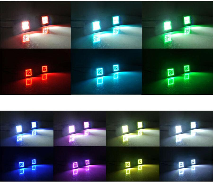 2x 3" Точечные светодиодные рабочие фары RGB Кольцо-гало Бегущий Многоцветный Пульт дистанционного управления