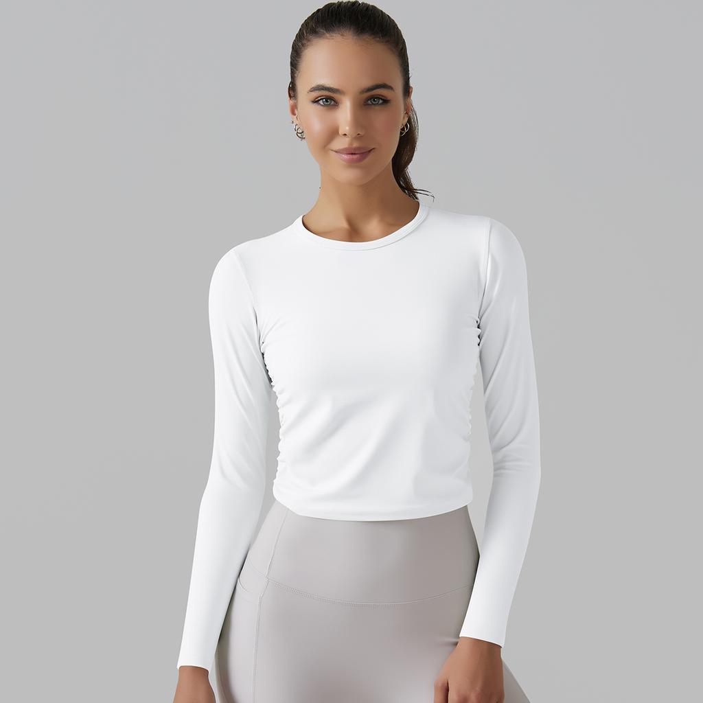 Nessaj Однотонные высокоэластичные рубашки для йоги с длинными рукавами, спортивные топы для бега и фитнеса