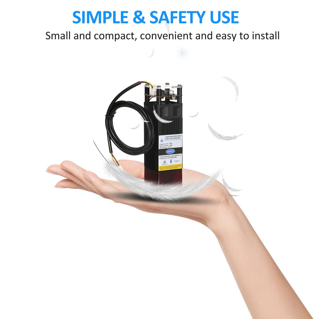 Лазерный модуль мощностью 40 Вт. Комплект модуля лазерной гравировки с оптической мощностью 10 Вт. Лазер со сжатым пятном и фиксированным фокусом.