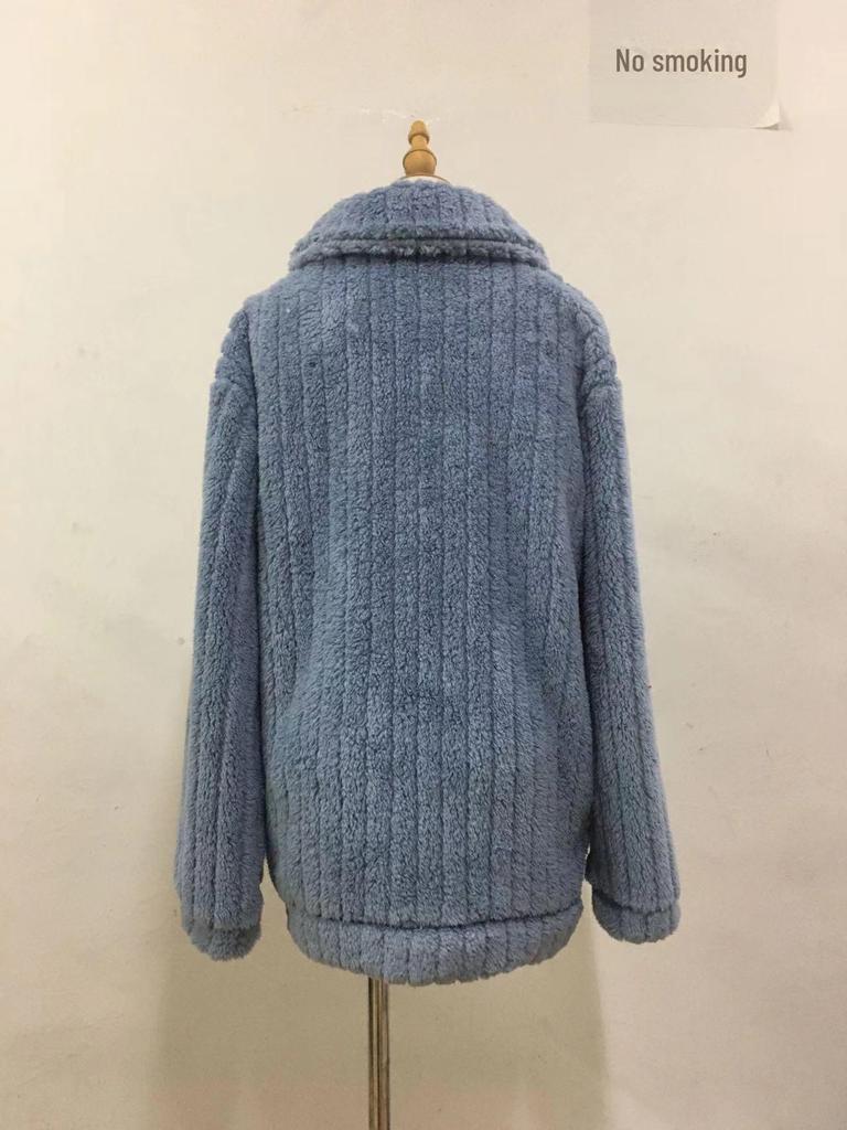 2024 Autumn/Winter Women's Fur Plush Lapel Cardigan Short Coat