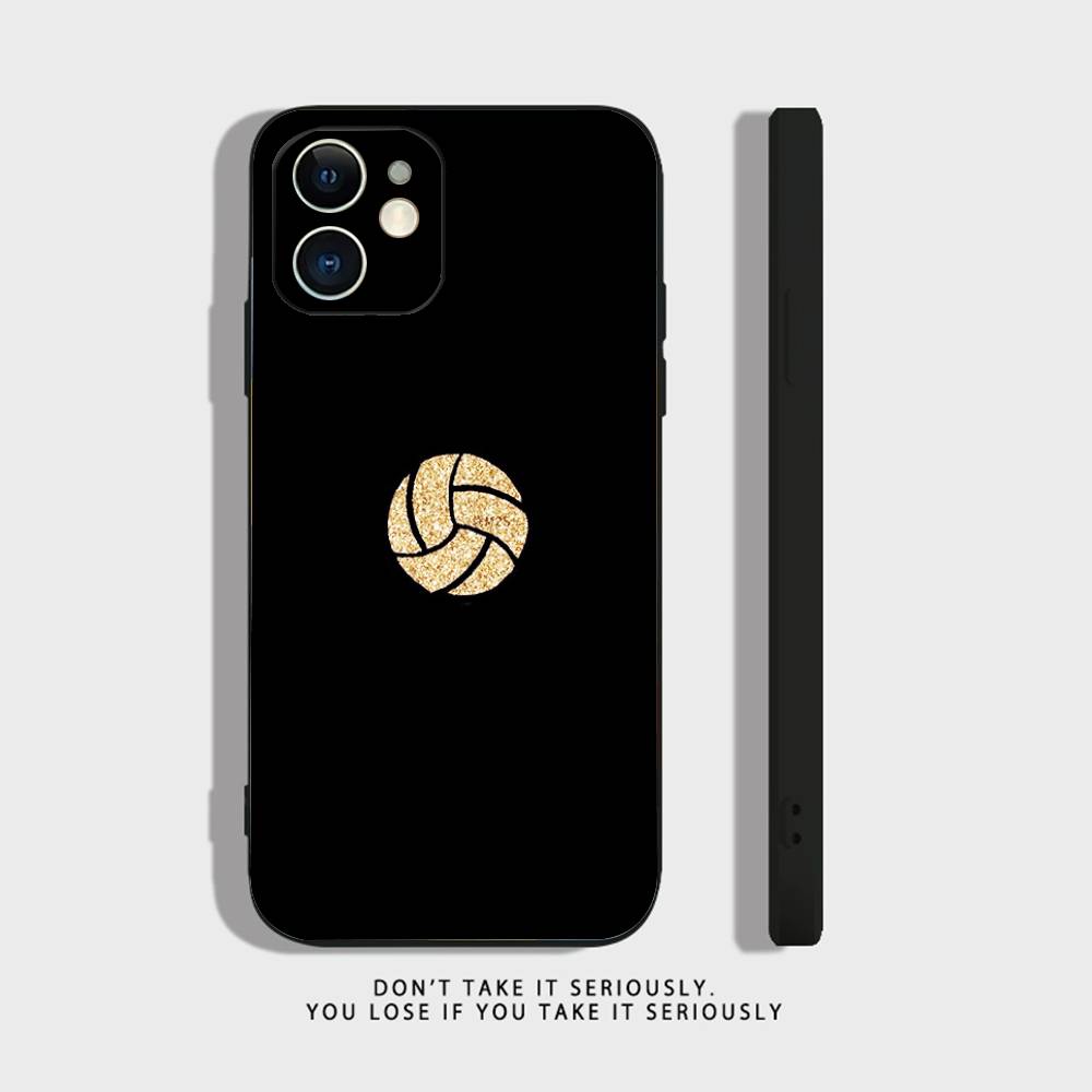 Расписной арт-чехол для телефона с волейболом для iPhone 17,16,15,14,13,12,11,X,XR,XS,Plus,Mini,Pro,Max Мягкий черный Ударопрочный чехол