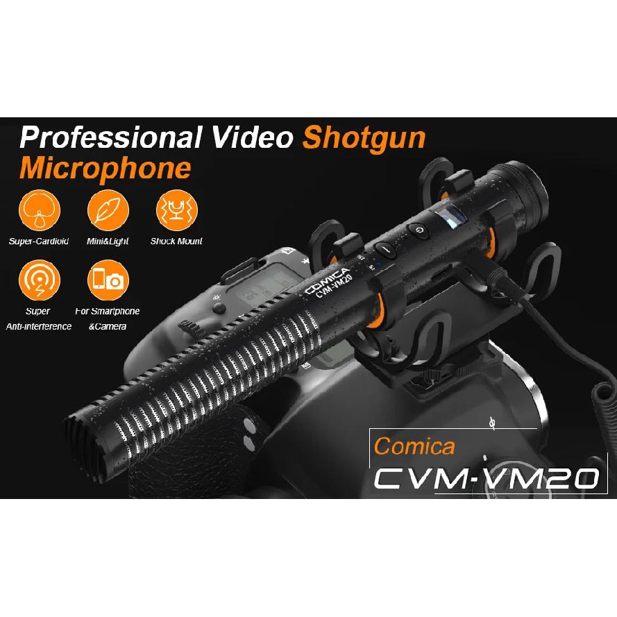 Shotgun Microphone, COMICA CVM-VM20 Professional Super Cardioid Microphone with Shock Mount, Camera Microphone For Video Record