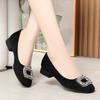 2025 Woman Square Toe Buckle Shoes Rhinestone Shallow Mouth High Heel Female Elegant French Suede Fashion Comfort Simple