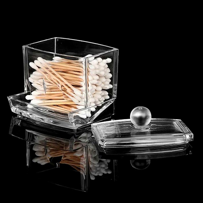 Acrylic Cotton Swabs Storage Holder Box Portable Transparent Makeup Cotton Pad Cosmetic Container Jewelry Organizer Case