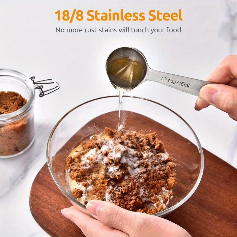 Measuring Spoons: 18 8 Stainl Steel Measuring Spoons Set of 7pcs: 1 8 TSP 1 4 TSP 1 2 TSP 3 4 TSP 1 TSP 1 2 Tbsp 1 Tbsp Dry and Liquid Ingredients