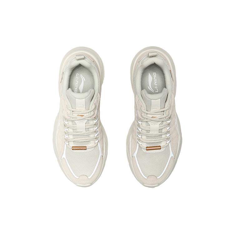 Li Ning Moonchaser Амортизирующие Скользкие Устойчивые к истиранию Дышащие Низкие Спортивные Повседневные Кроссовки Женские Белые AGLQ248-1