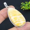 Yellow Septarian Gemstone 925 Sterling Silver Jewelry Pendant 2.36" R9w09