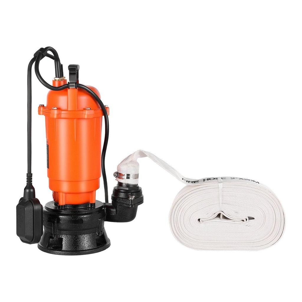 1500W Submersible Trash Pump, 21000 L/H, Cast Iron Submersible Sump Sewage Pump with Automatic Float Switch, 18M Max Lift, Draining Dirty Clean Water,