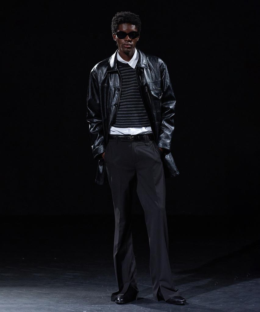 TAKEASY [Dmd] Incision Leather Car Coat - Black