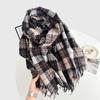 Ретро новый клетчатый шарф женский осенне-зимний универсальный теплый утолщенный шаль-шарф из имитации кашемира двойного назначения