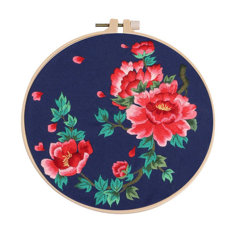 DIY Material Pack With Hoop Cross Stitch Embroidery Kit Bouquet Flower Needlecraft Needlework