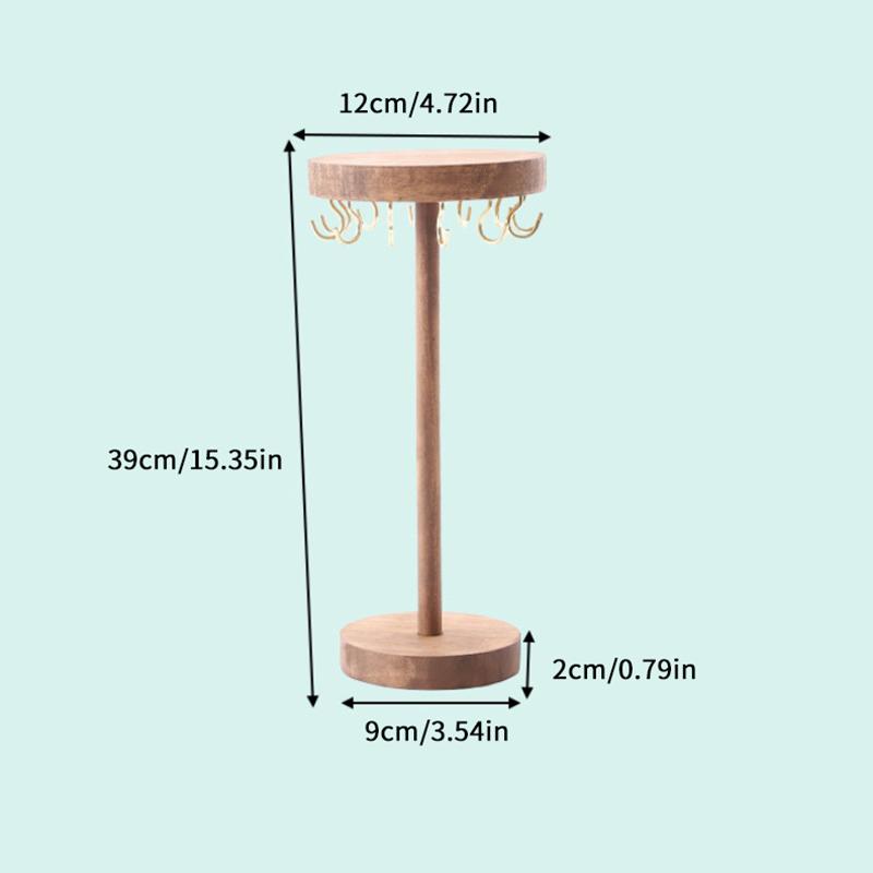 Necklace Holder Organizer Jewelry Tree Stand With 12/18 Metal Hooks Wooden Necklace Display Tower For Home Or Show Selling Use