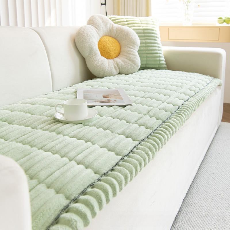 Толстая стеганая подушка для скамьи, вельветовая, теплая, коврик для дивана, осень-зима, простая однотонная, плюшевые подушки, противоскользящая, износостойкая, не сдвигающаяся