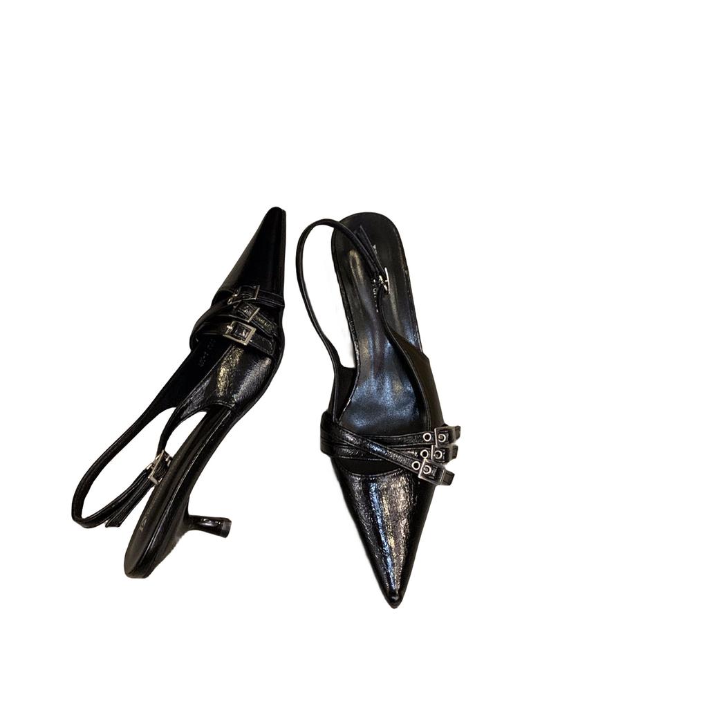 Niche High Heels Red Bag Head Sandals Fairy Shoes 2025 New Spring and Summer Black French Pointed Single Shoes