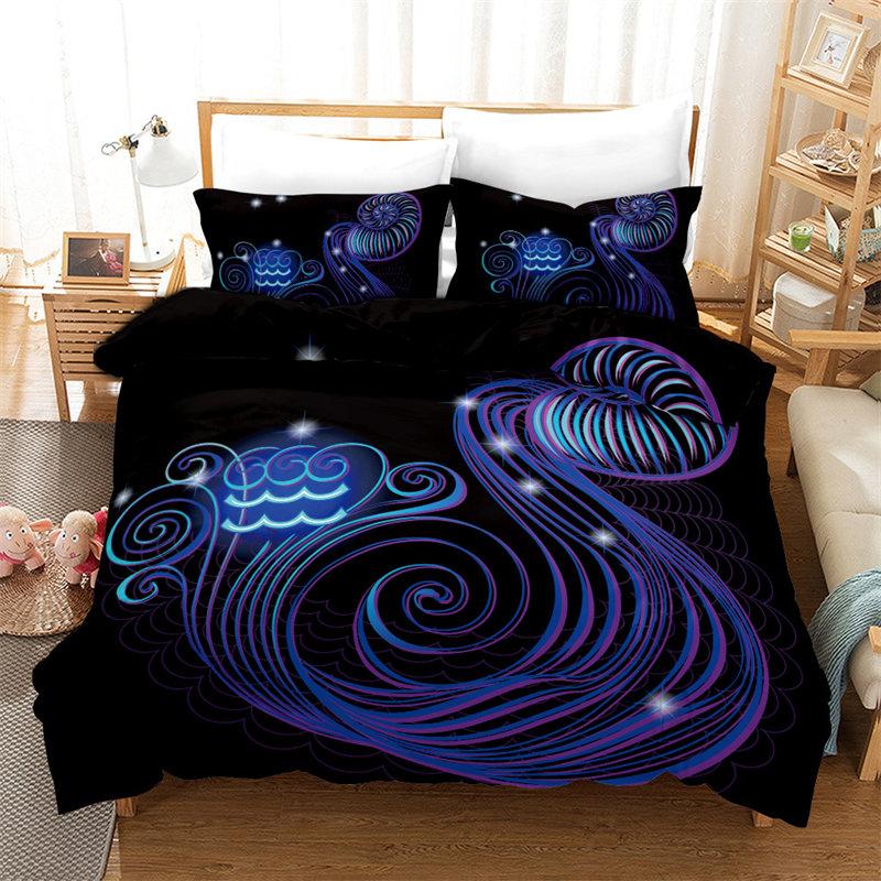 3D Aries Duvet Cover Set Twelve Constellations Bedding Set For Teens Kids Dorm Decor Microfiber Exotic Abstract Art Quilt Cover