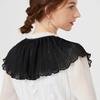 Black Chiffon Fake Collar Shawl for Women's Big Lapel Shirt Detachable Neck Ties Collars Shoulder Wraps Shawl Small Cape
