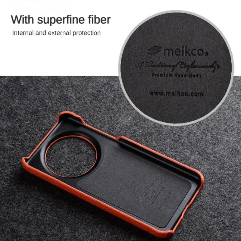 Melkco Cowhide Leather Half-Wrapped Case for Huawei Mate 80 Pro Max 80RS Mate 70 Pro Plus 60 50 Pro Microfiber Inside Back Cover