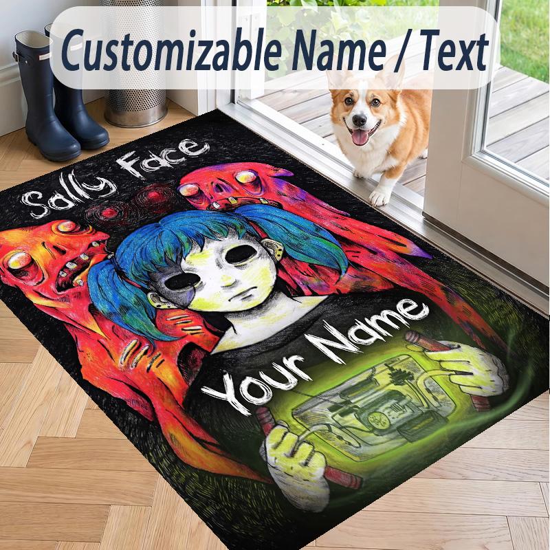 Custom Text Sally Face Pattern Floor Rug Soft Indoor Carpet Mat Living Room Bedroom