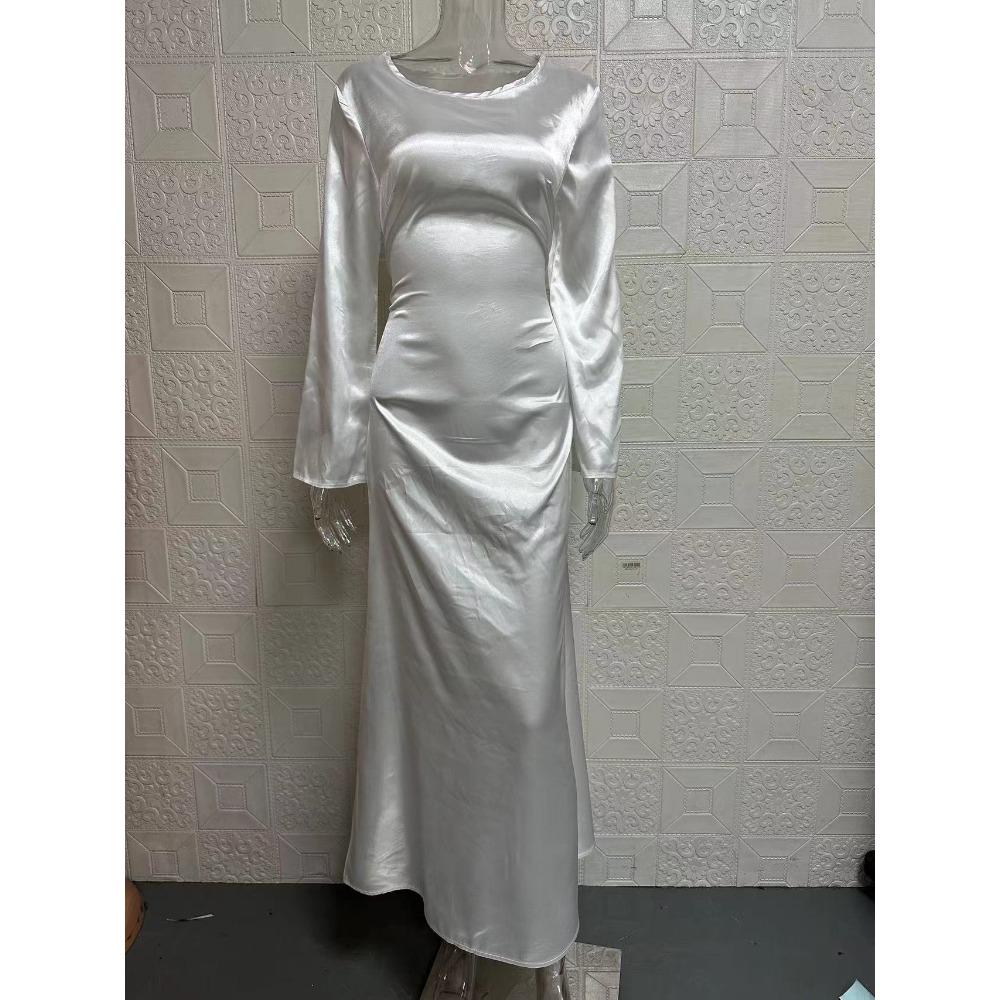 Женские платья Новые длинные платья Модные простые круглые атласные расклешенные рукава на шнуровке узкие вечерние платья сексуальное платье