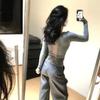 Pure Desire V-neck Sexy Lace Inner Bottoming Shirt for Women Autumn and Winter New Style High-end Slim Gray Long-sleeved Top