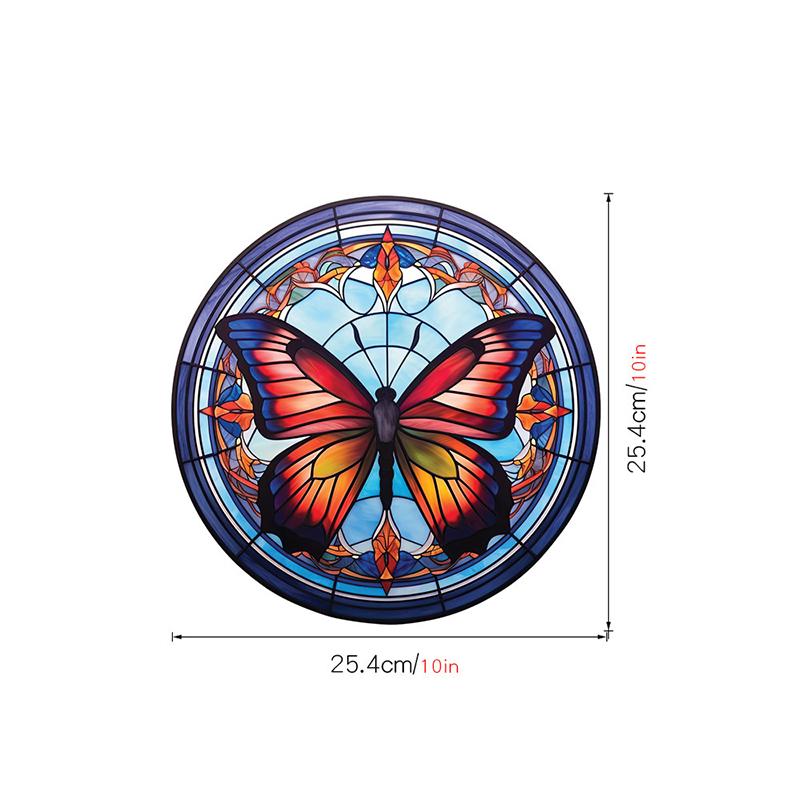Retro Stained Hummingbird Butterfly Flower Film Window Glass Electrostatic Stickers Colorful