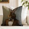 Rabbit Portrait Renaissance Cushion Cover Eco Linen Pillow Case DoubleSided Print Breathable Durable Zipper Home Decor Gift