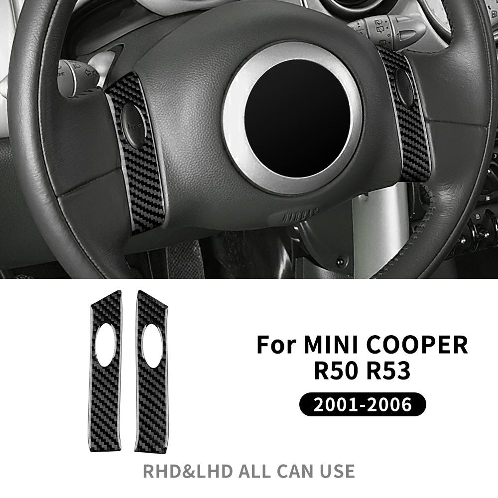 For Mini Cooper Hatch One R50 R53 2001-2006 Steering Wheel Button Sticker Strip Soft Carbon Fiber Car Interior Panel Cover Decal hsgql22